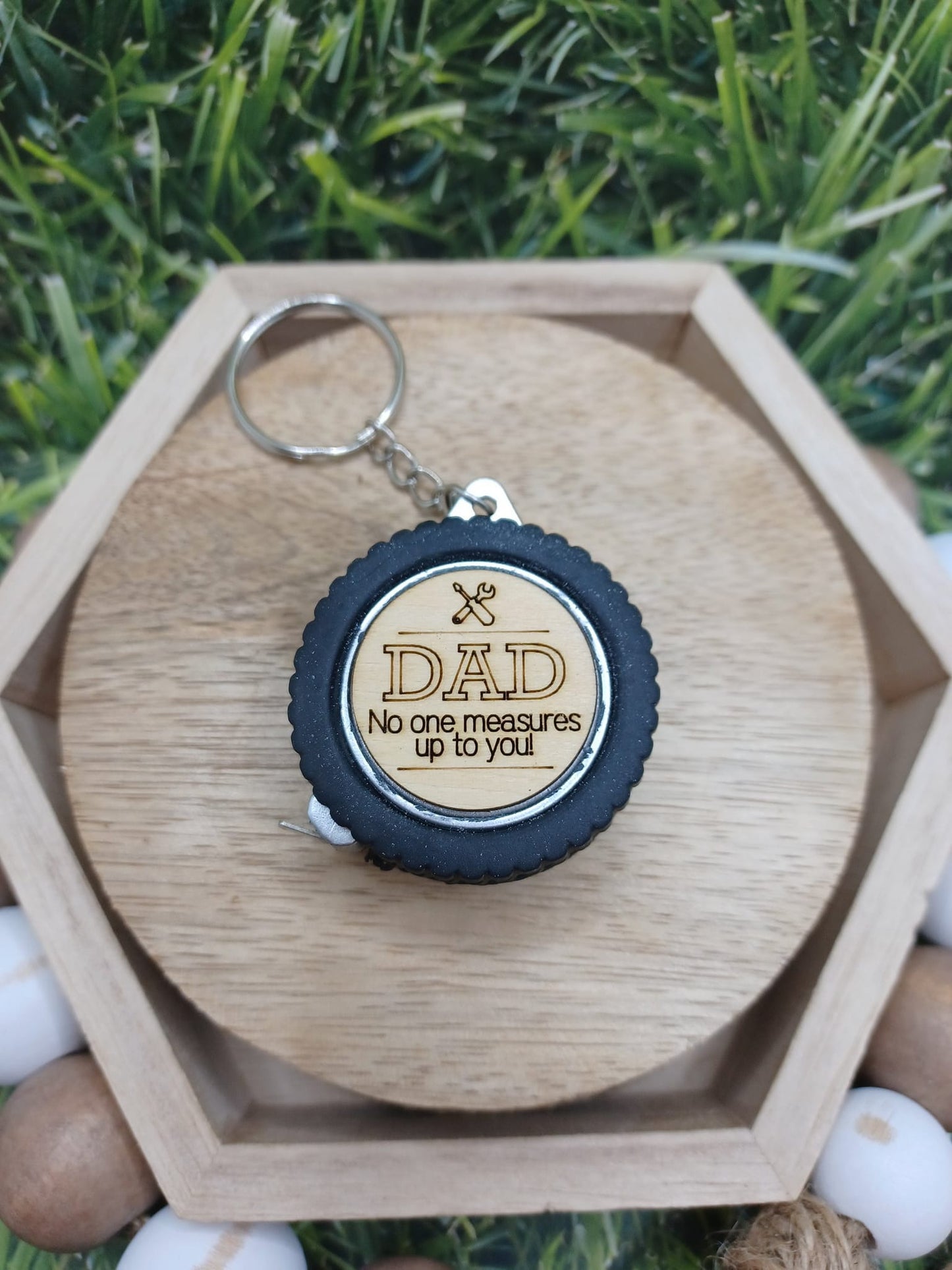 Dad - No one Measures Up to You Tire Keychain Measuring Tape