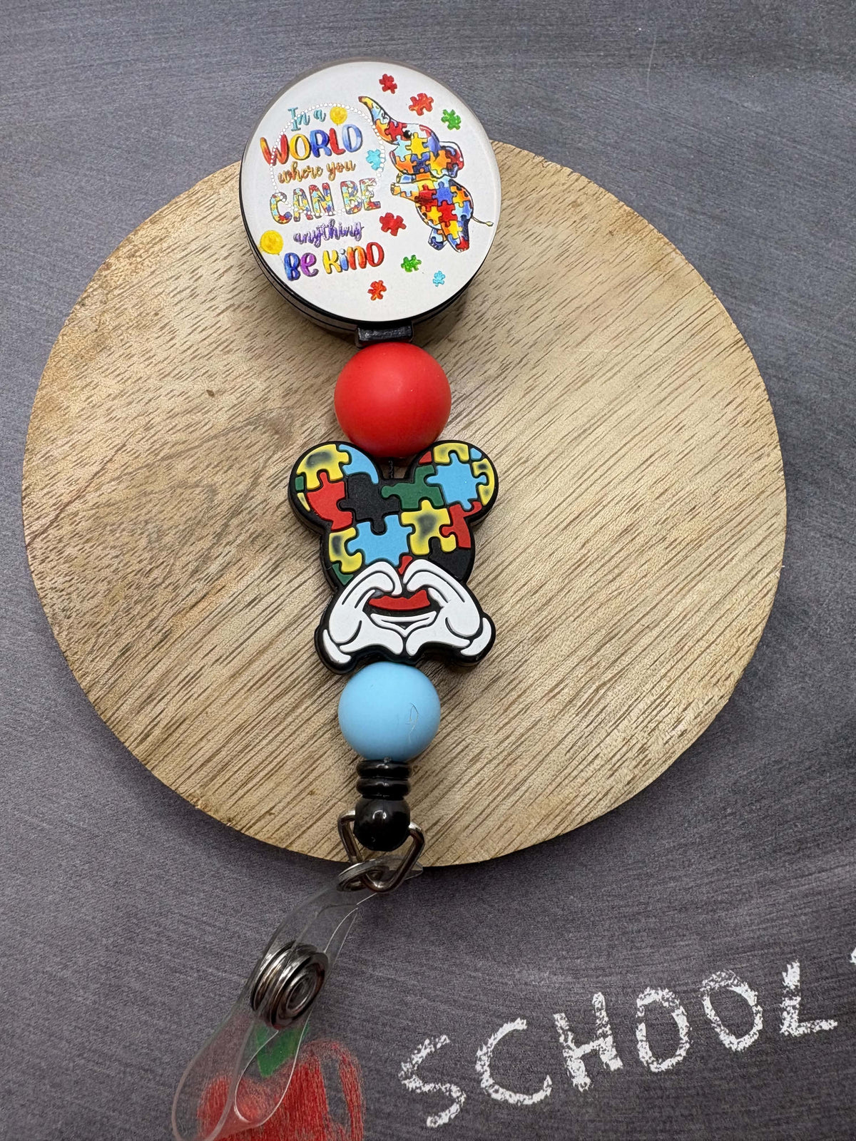 Autism Beaded Badge Reel