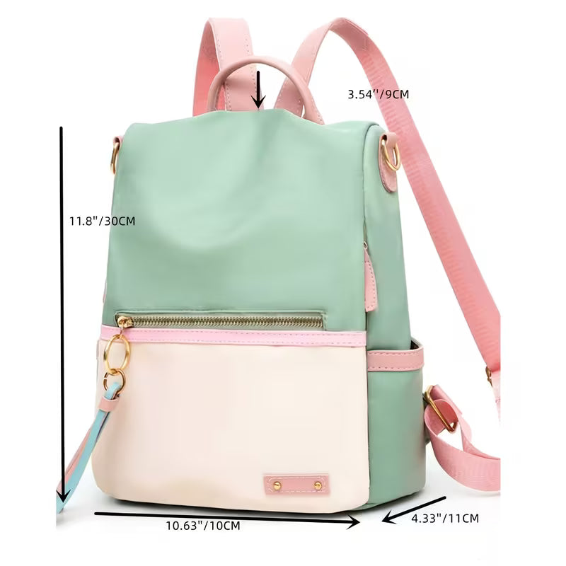Teal & Pink Backpack Purse/Crossbody Bag
