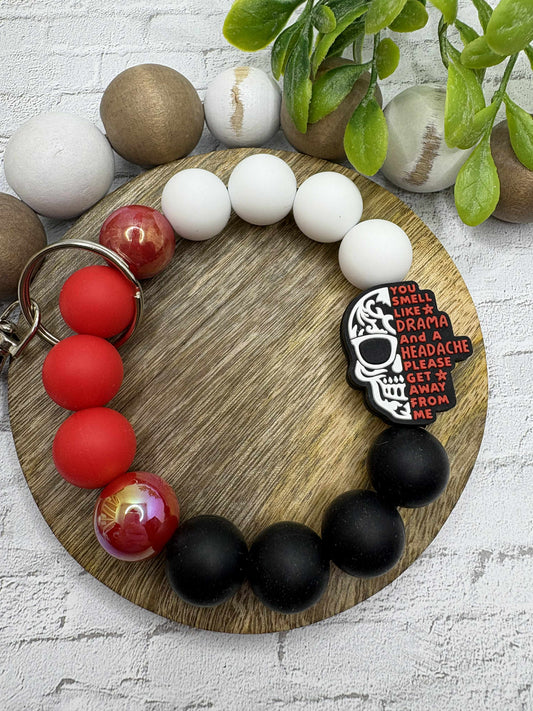 Drama Skull Beaded Wristlet Keychain