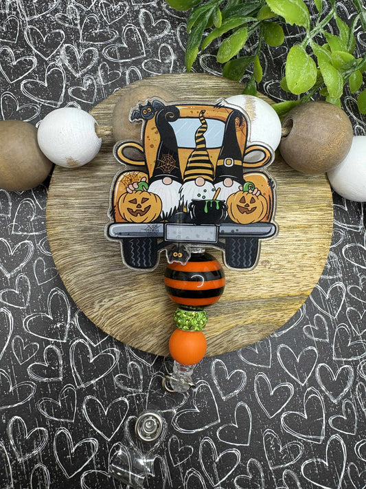 Halloween Gnome Beaded Badge Reel