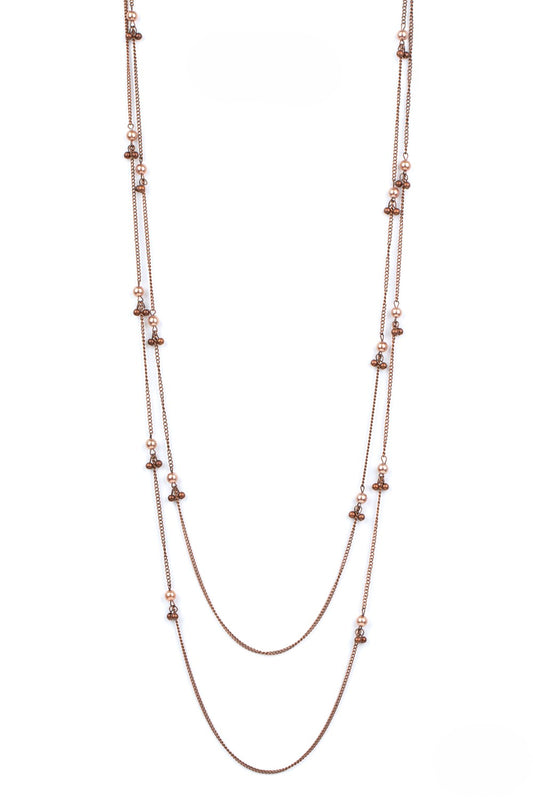 Double Layered Copper Necklace w/ Copper Beaded Details