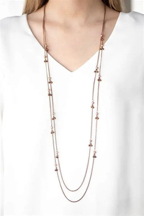Double Layered Copper Necklace w/ Copper Beaded Details