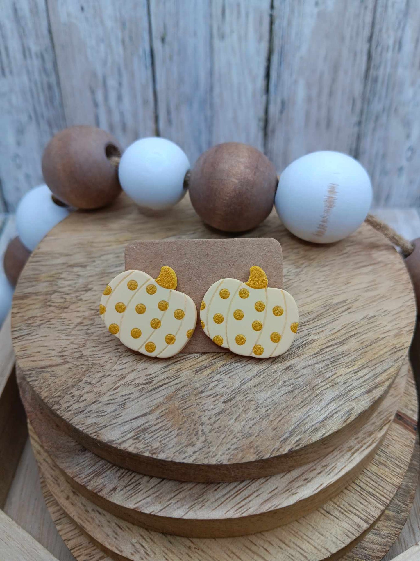 Yellow Polka Dot Clay Style Pumpkin Earrings