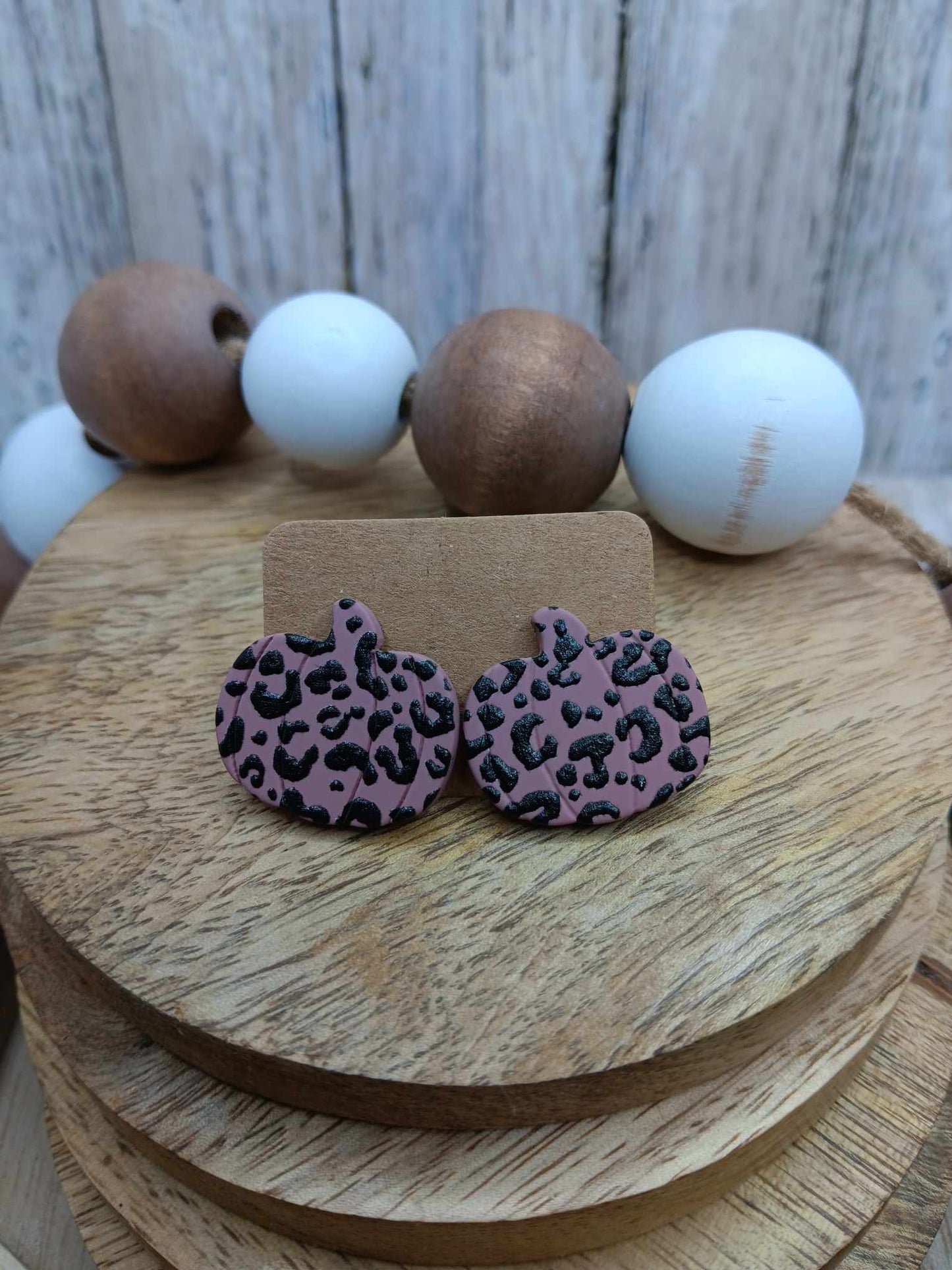 Leopard Clay Style Pumpkin Earrings