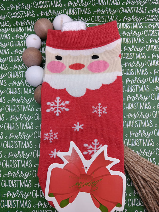 Red Santa Socks w/ Snowflakes