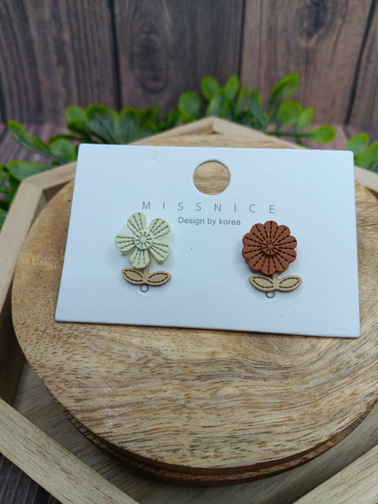 White & Brown Flower Earrings