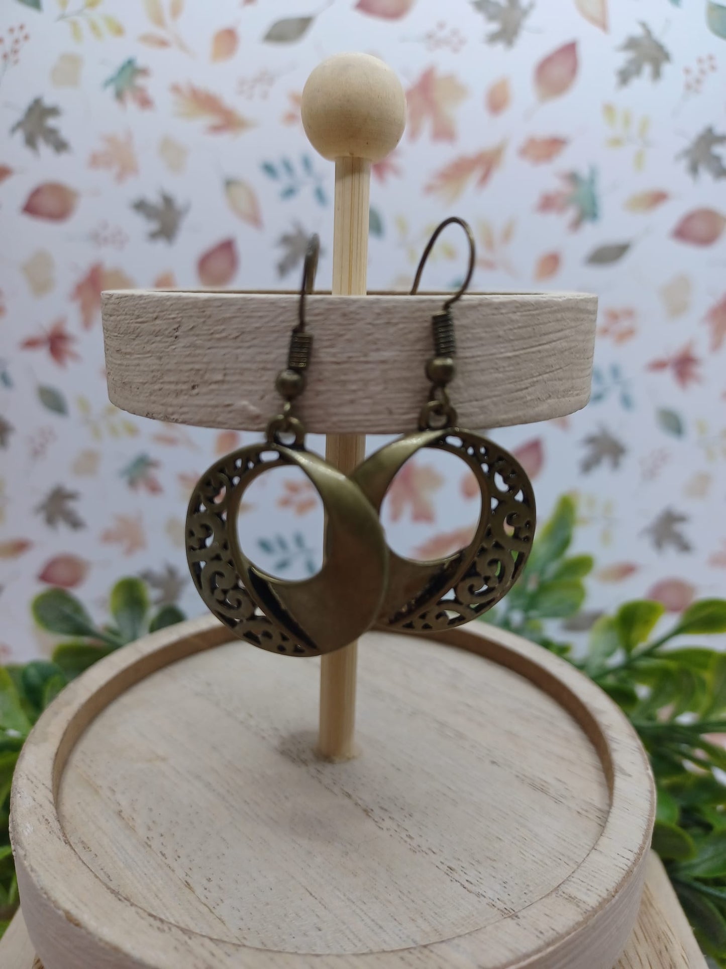 Dainty Brass Circle Style Filigree Earrings