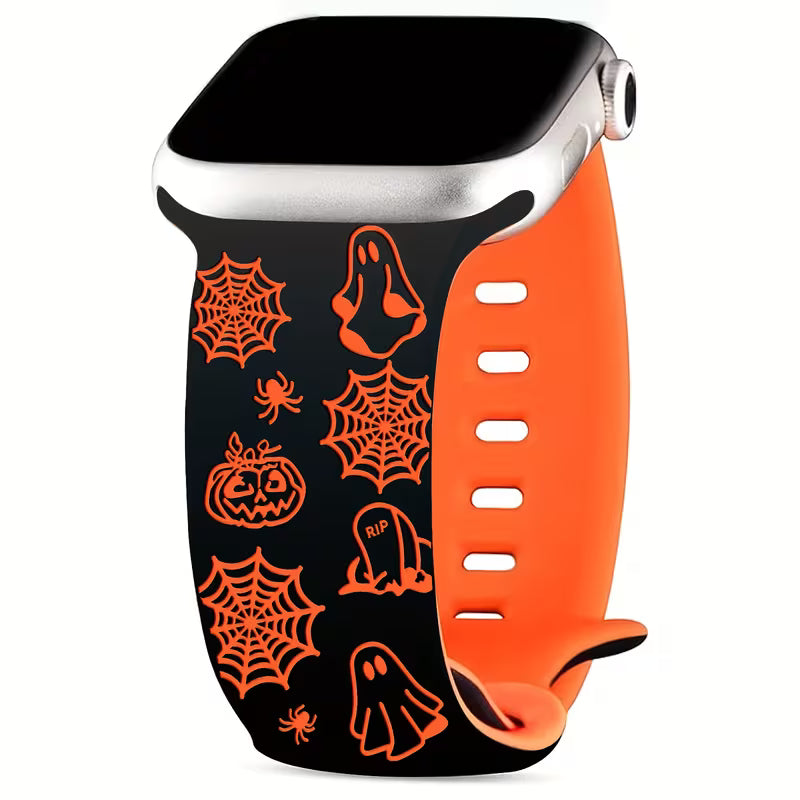 Black & Orange Silicone Watch Band - 42/44/47/49