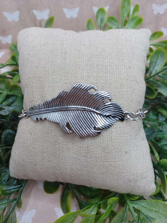 Silver Feather Style Bracelet