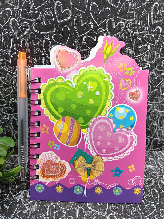 Pink & Purple Hearts Notebook w/ Pen