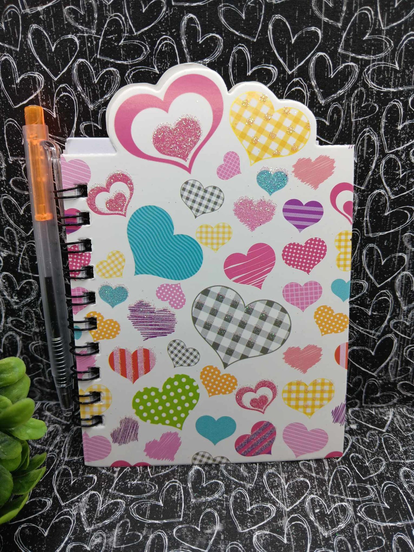 Multicolored Heart Notebook with Pen