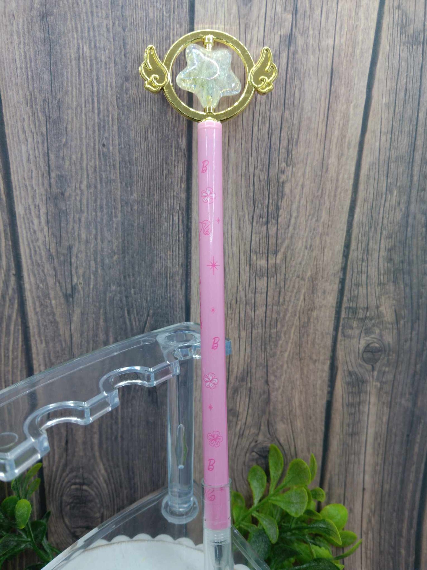 Pink "B" Pen with Spinning Star Topper