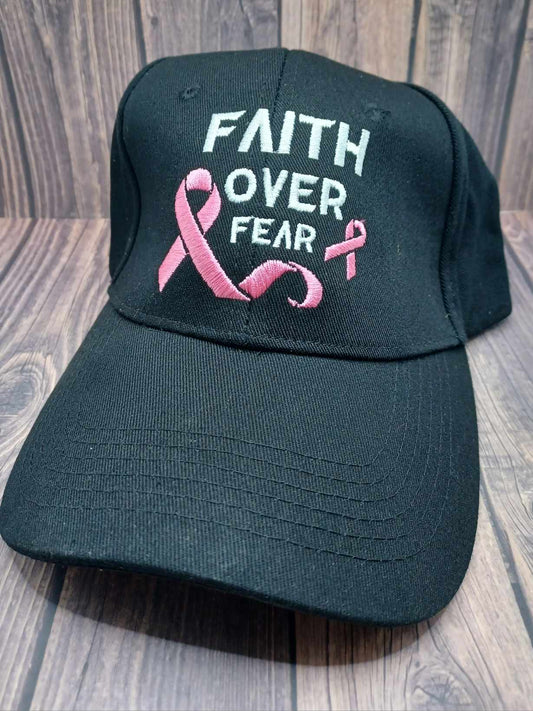 Faith Over Fear Embroidered Breast Cancer Awareness Hat