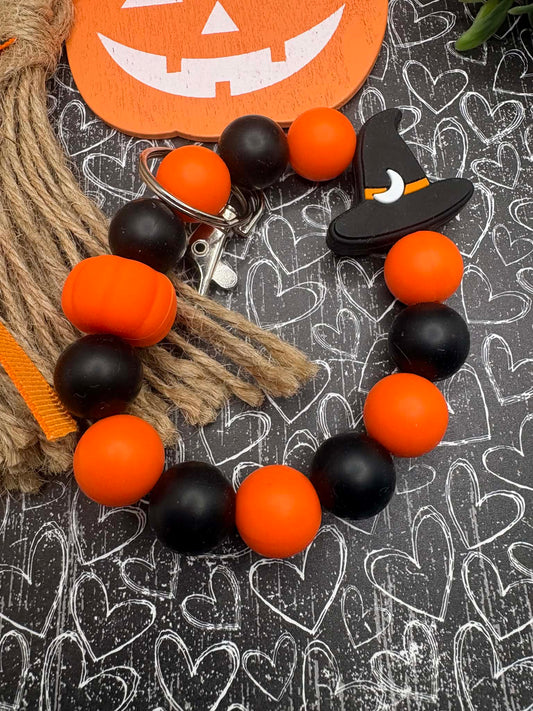 Halloween Witches' Hat Beaded Wristlet Keychain