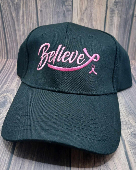 Believe Embroidered Breast Cancer Awareness Hat