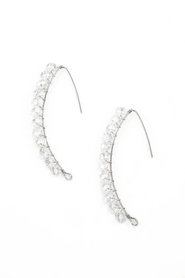 Silver Drop Style Earrings w/ Clear Faceted Beading