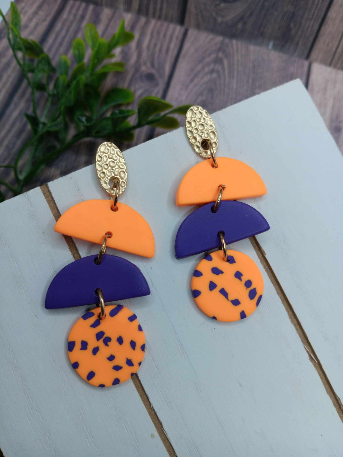 Orange & Purple Clay Style Earrings