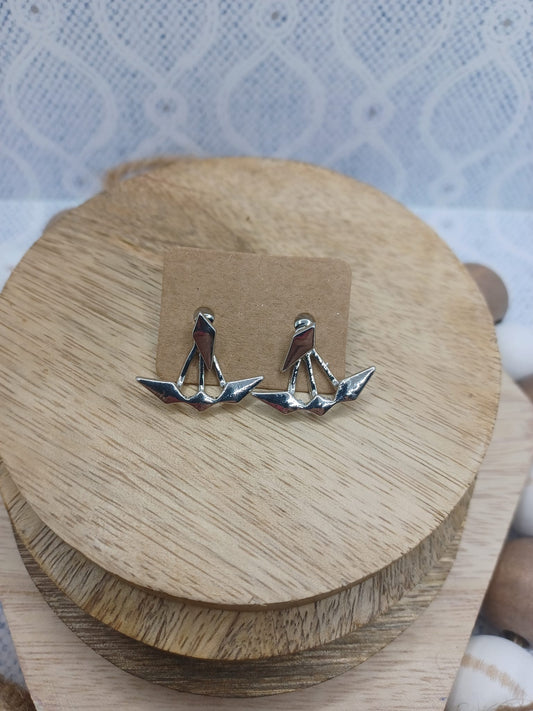 Silver Bat Style Earrings