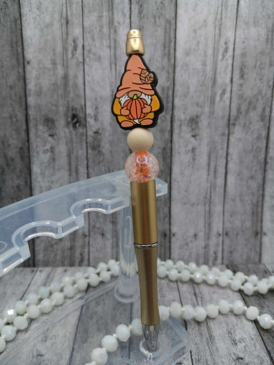 Gnome Holding a Pumpkin Beaded Ink Pen