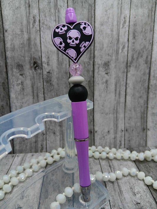 Purple Skull Beaded Ink Pen