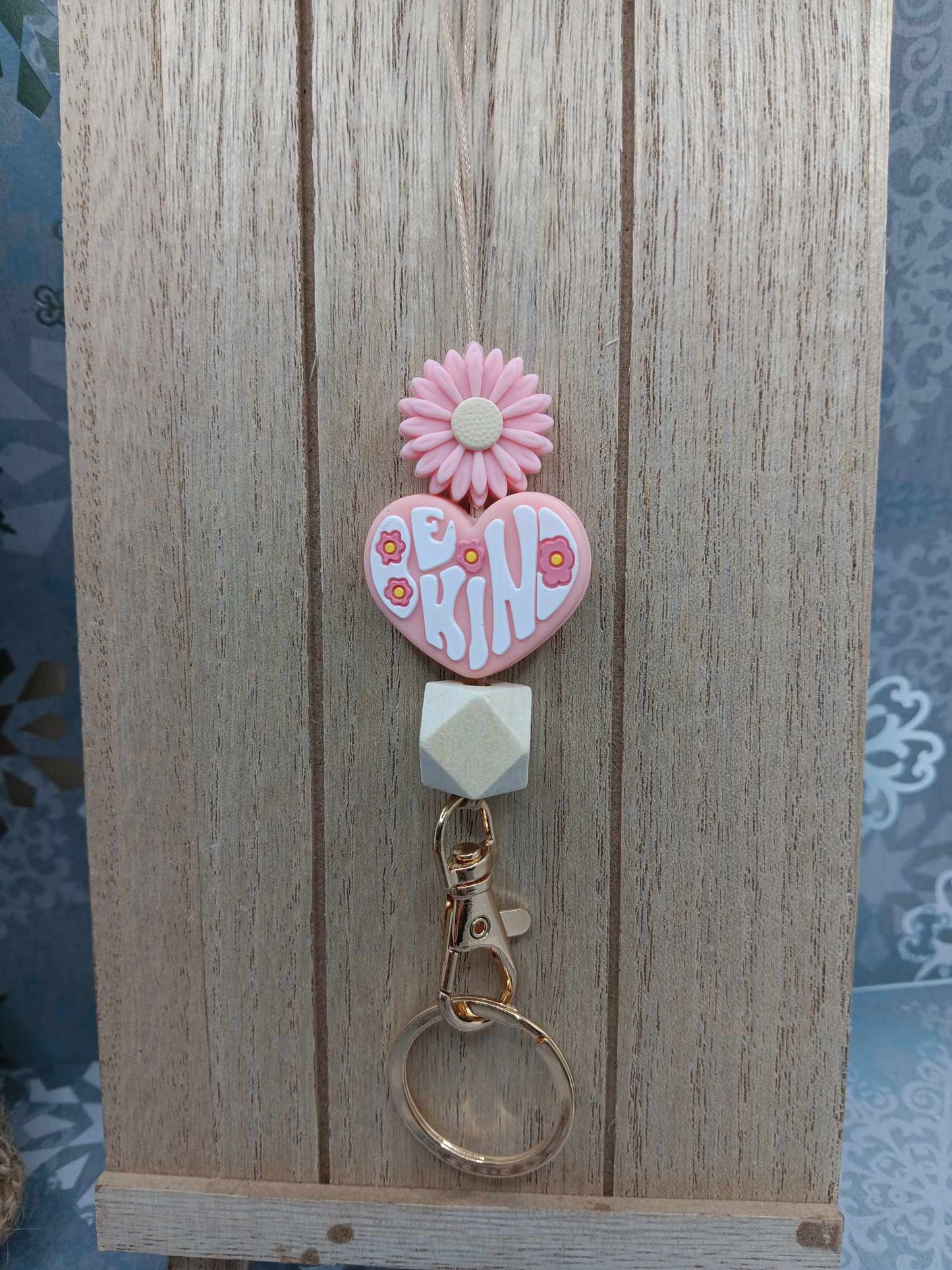 Pink Be Kind Beaded Lanyard