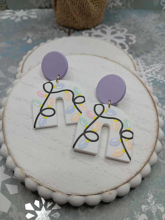 Purple Christmas Tree Lights Earrings