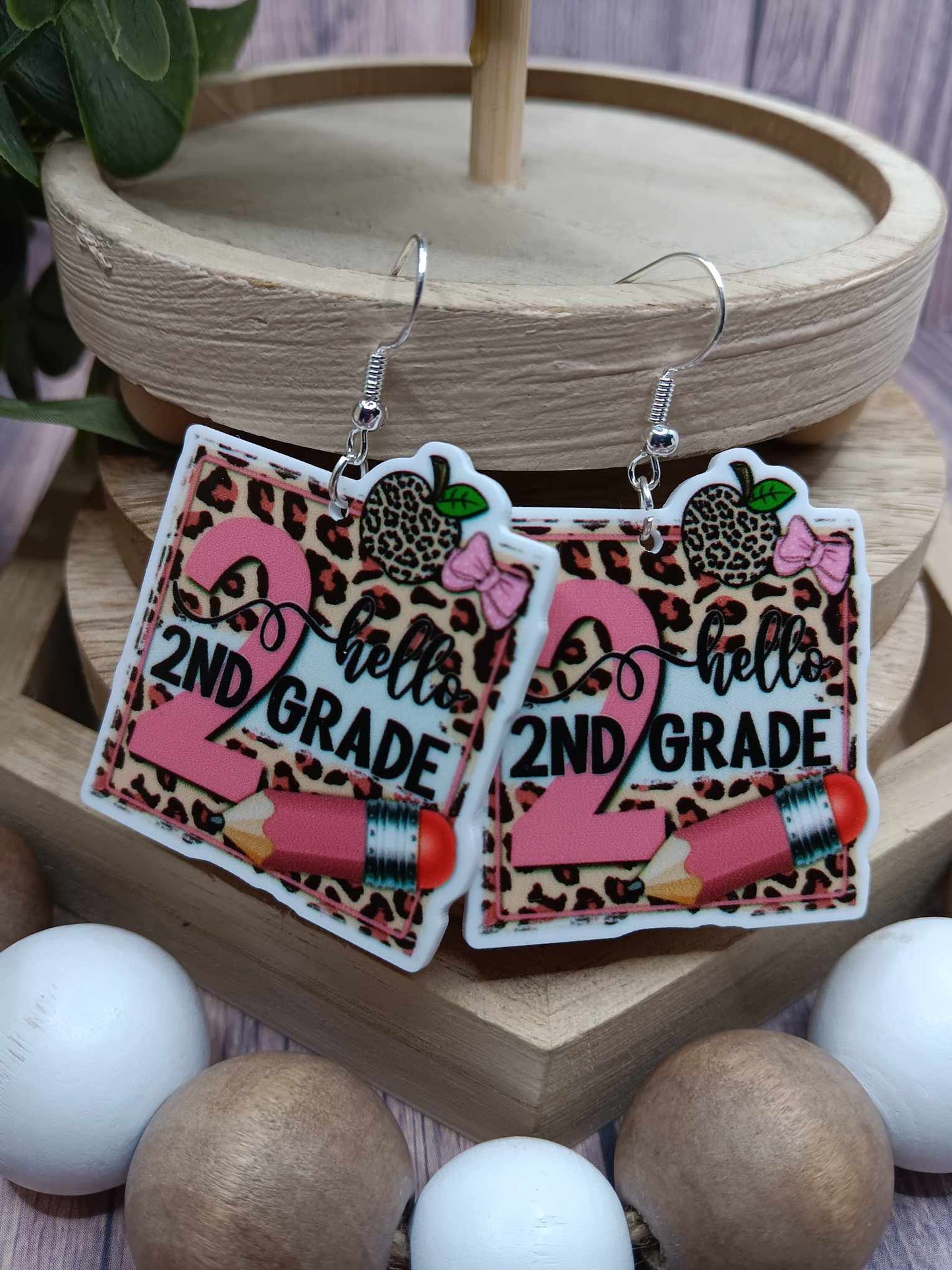 Pink & Leopard 2nd Grade Earrings