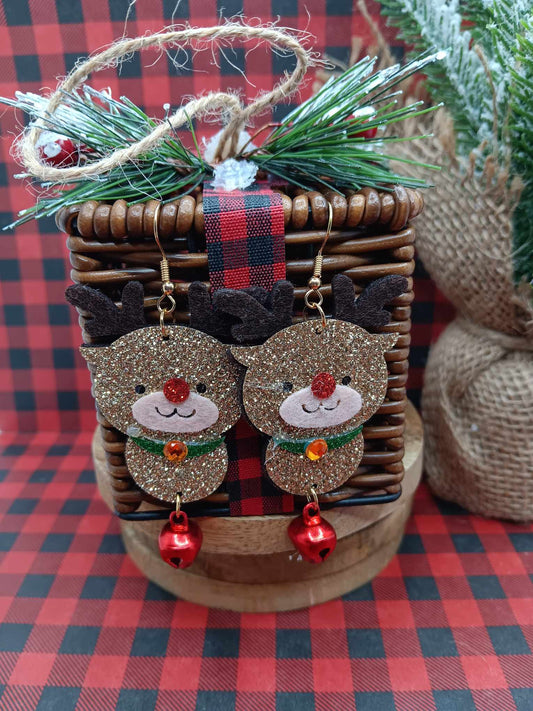 Glitter Reindeer Earrings