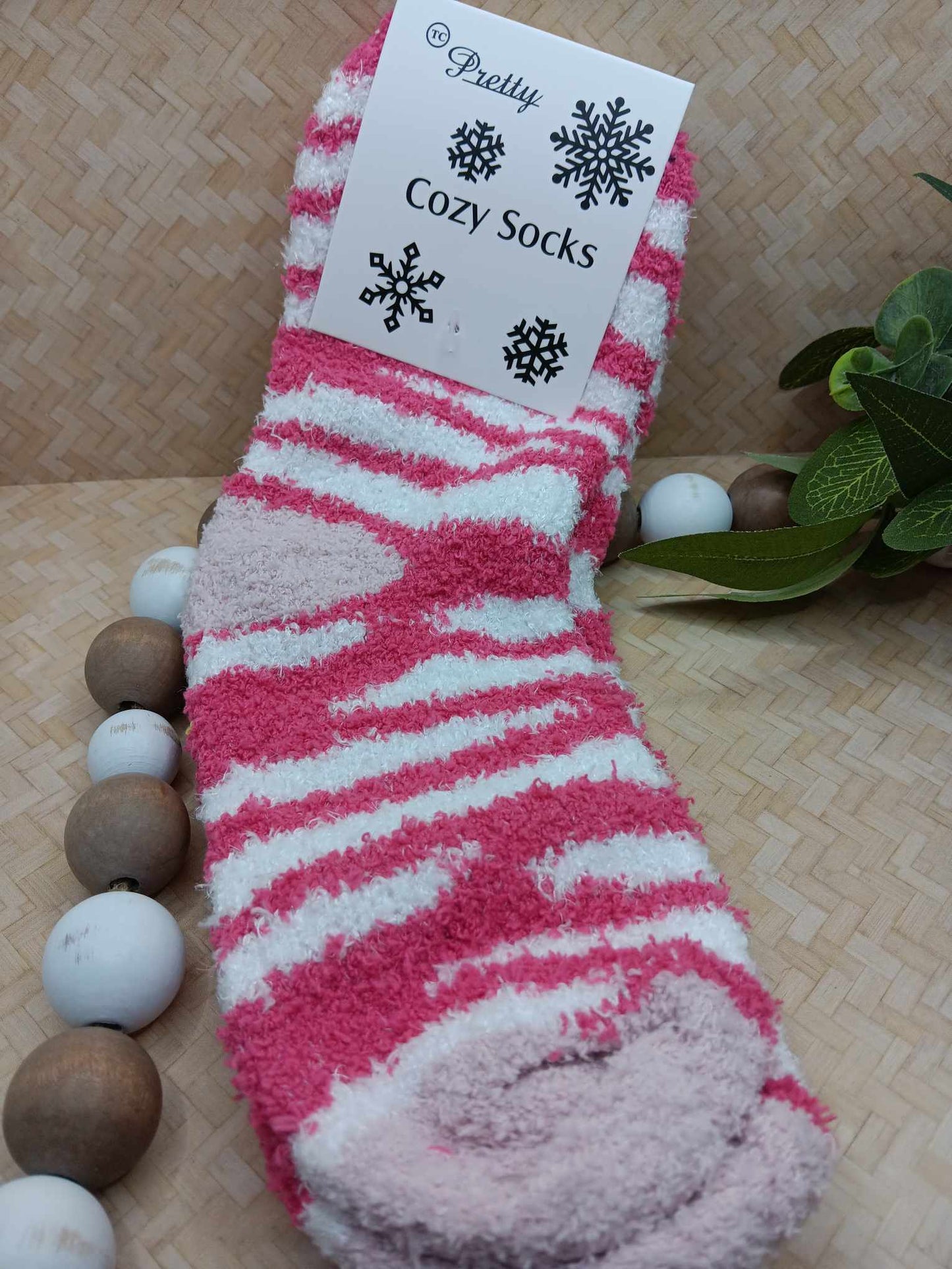 Pink & White Fuzzy Socks