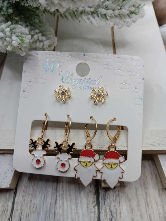 Reindeer & Santa Earring Set