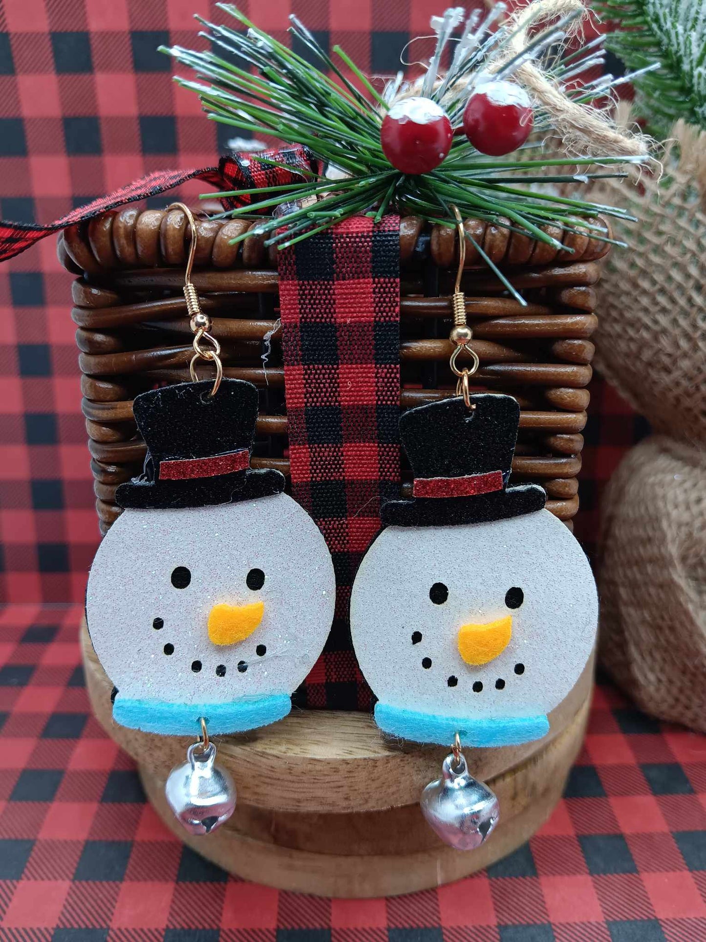 Glitter Snowman Earrings