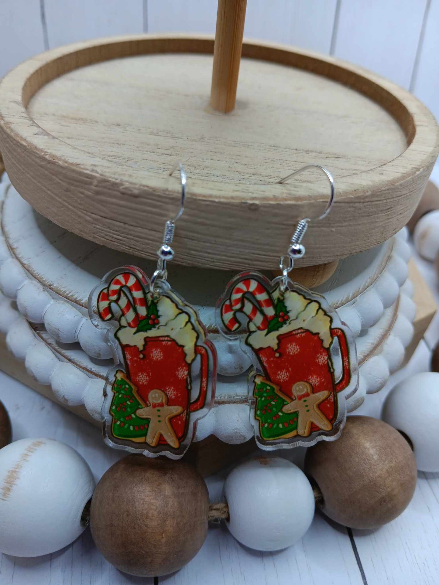 Red Gingerbread Coffee Earrings