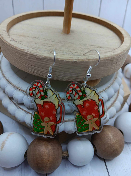 Red Gingerbread Coffee Earrings