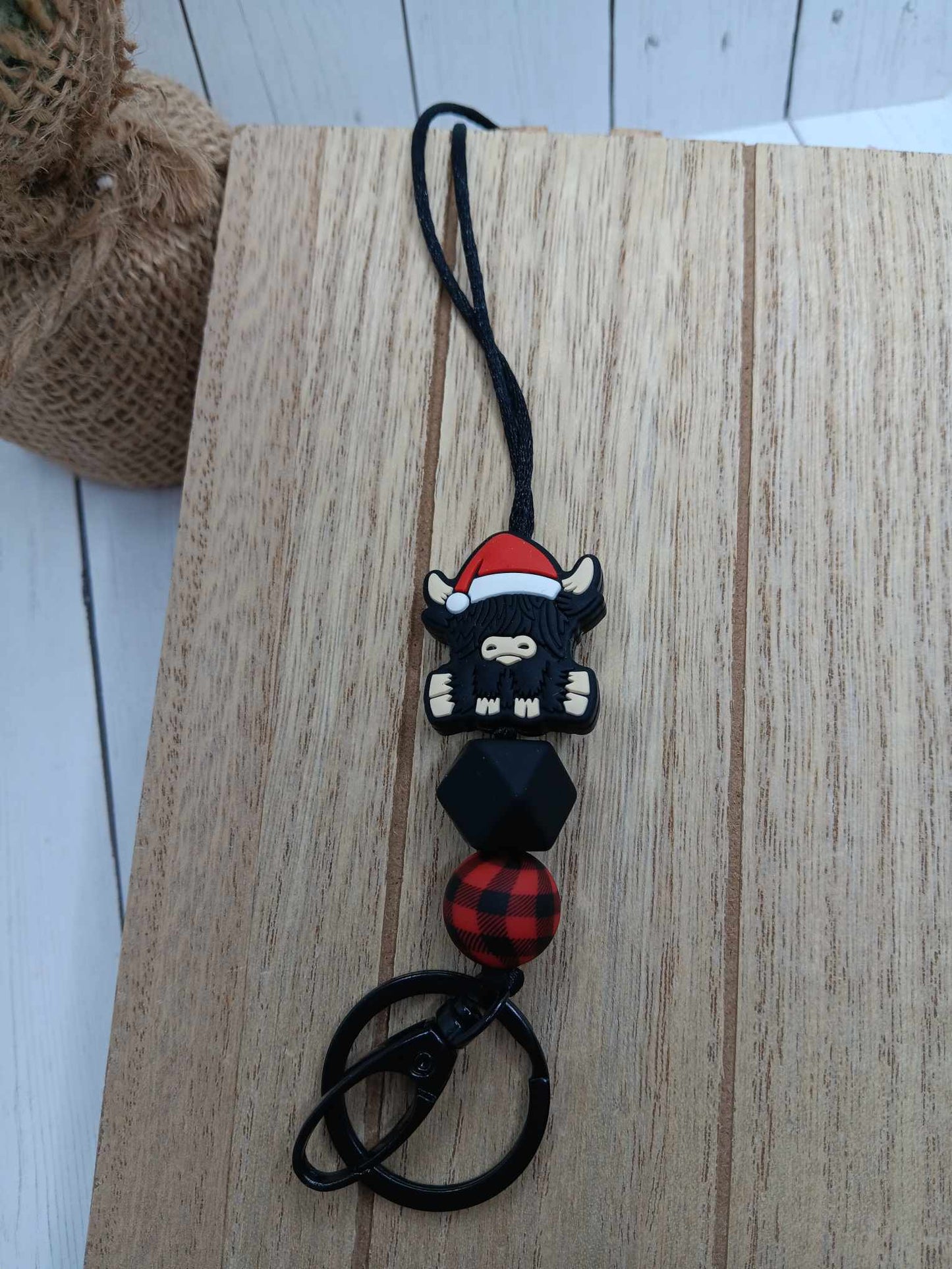 Christmas Cow Beaded Lanyard