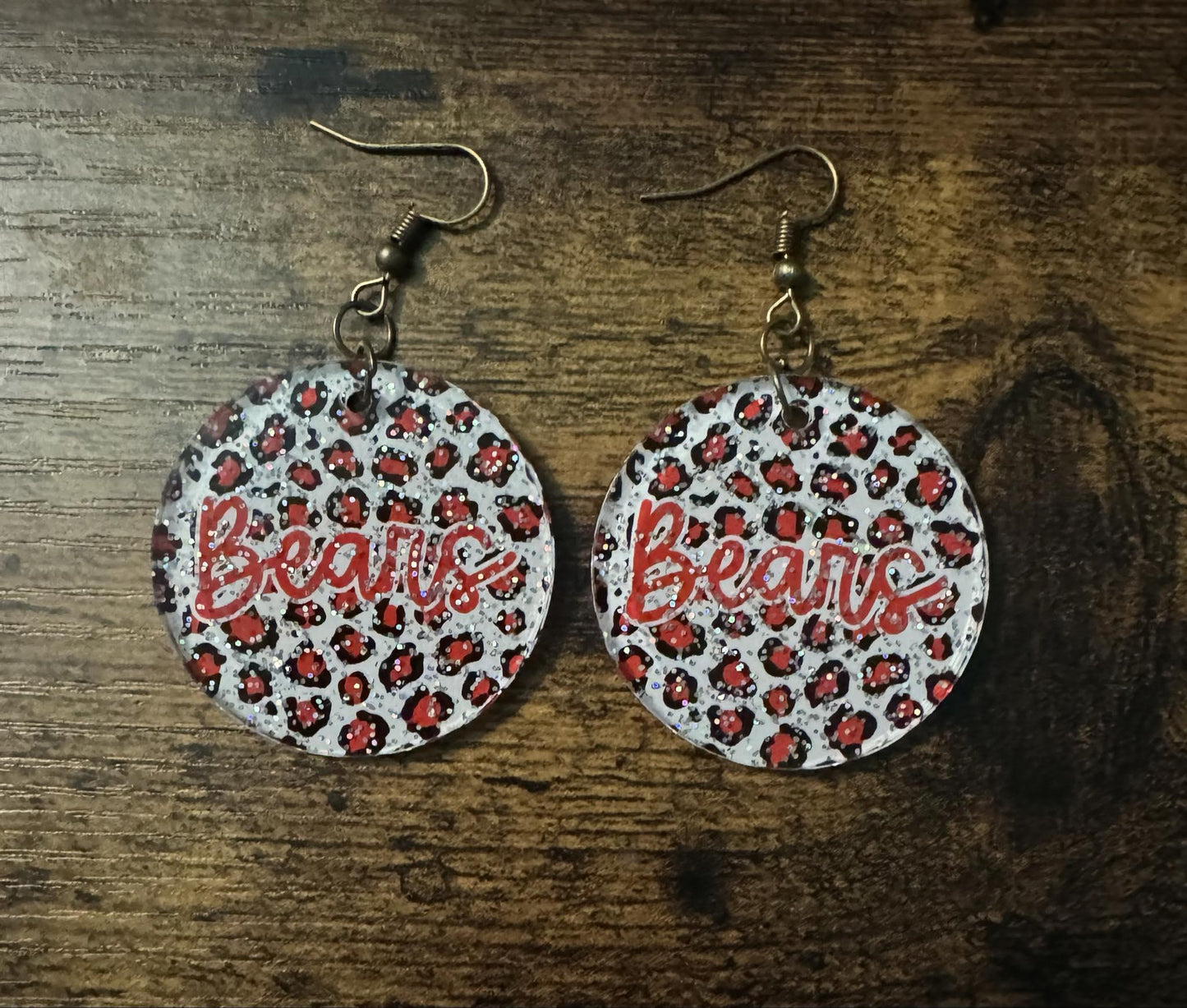 Bears Glitter Earrings - Red