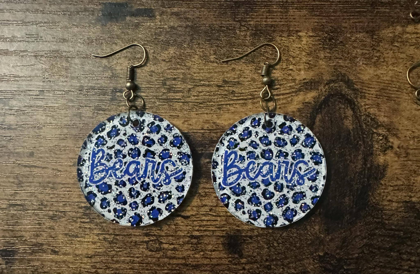 Glitter Bears Earrings - Blue