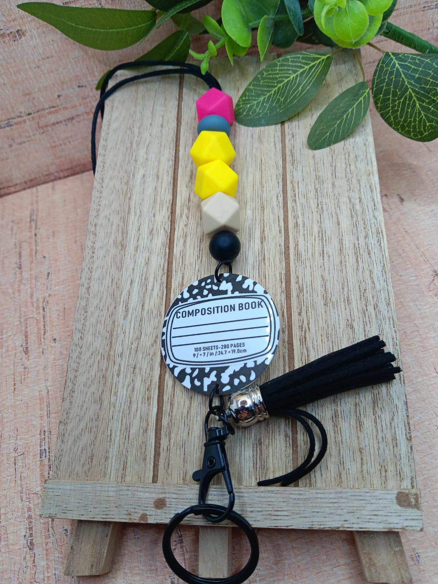 Composition Notebook Beaded Lanyard