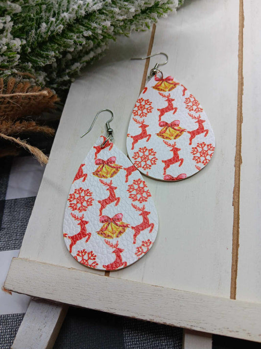 Reindeer & Gold Bow Earrings