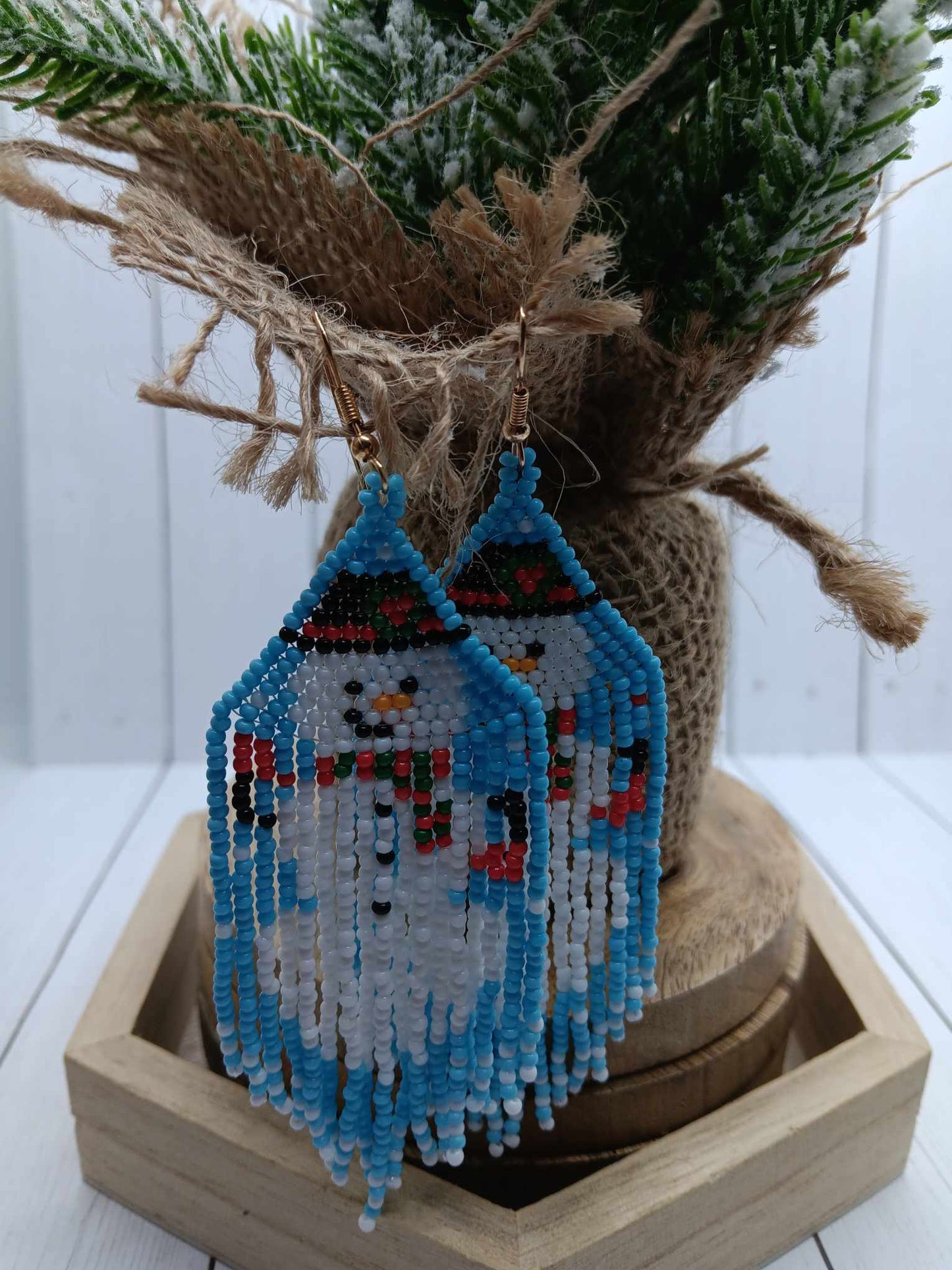 Snowman Beaded Earrings
