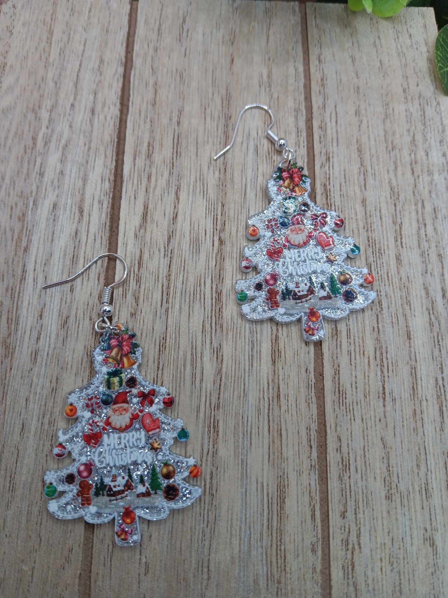 Glitter Merry Christmas Tree Earrings