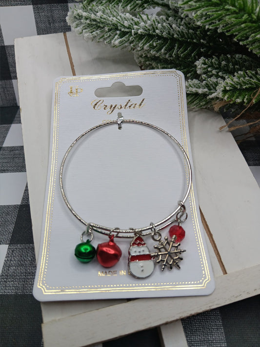 Christmas Bangle Bracelet w/ Snowman