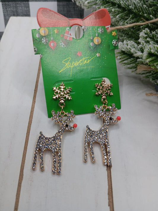 Rhinestone Reindeer Earrings