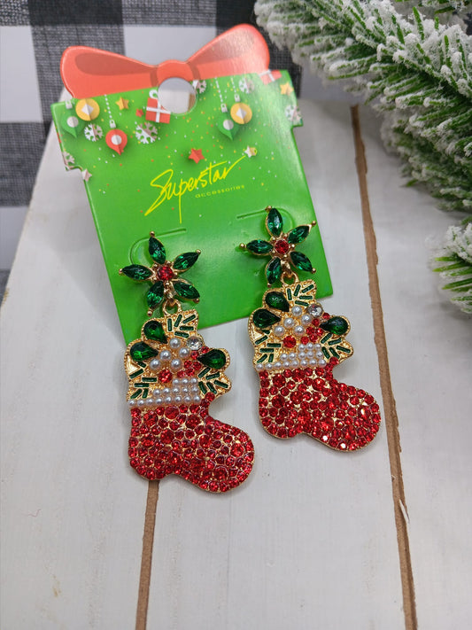 Rhinstone Stocking Earrings