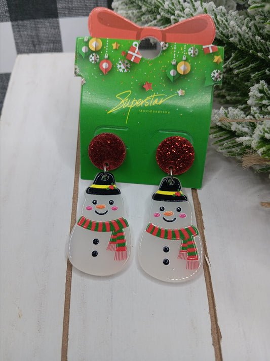 Acrylic Snowman Earrings