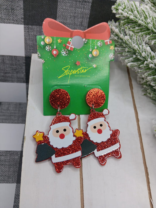 Acrylic Santa Earrings