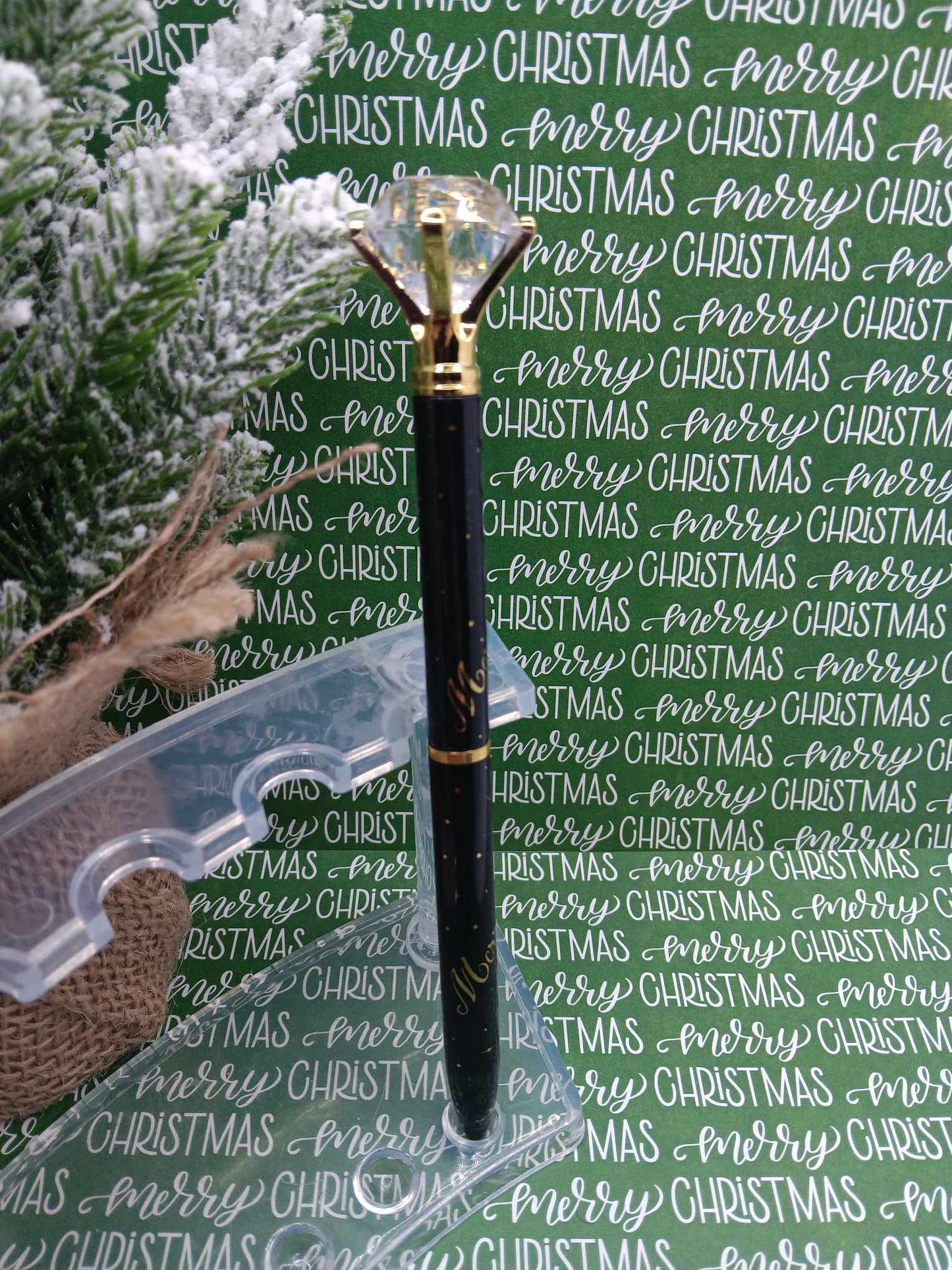 Merry Christmas Diamond Pen - Black