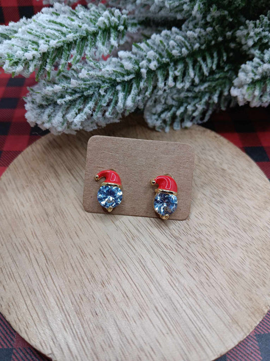 Rhinestone Santa Hat Earrings