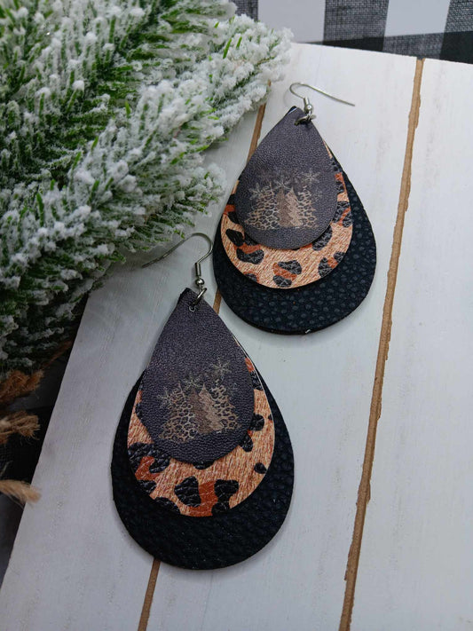 Leopard Christmas Tree Earrings