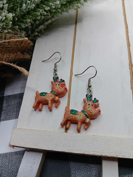 Glitter Reindeer Earrings
